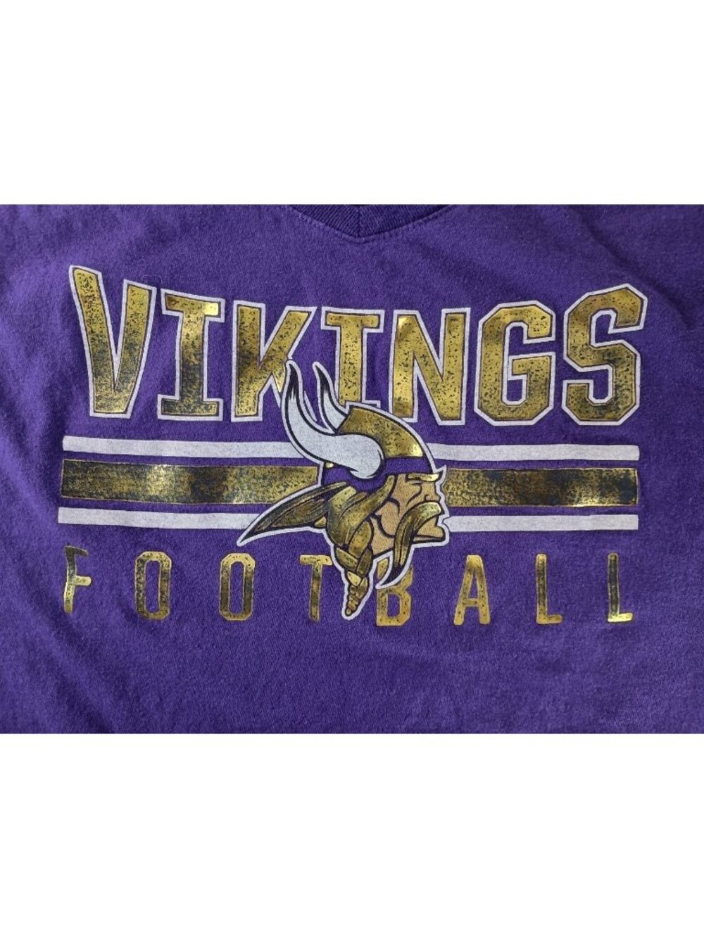 Team Apparel Football Minnesota Vikings Women's V-Neck Short Sleeve Shirt Sz. L - Picture 2 of 7